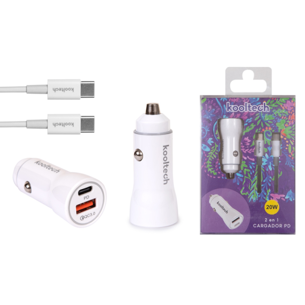 Cargador coche de carga rápida TIPO C A TIPO C Kooltech 20W