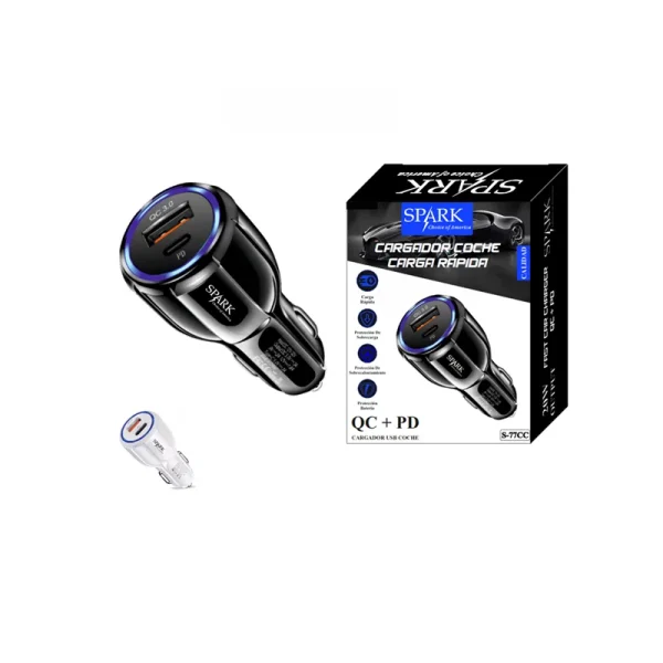 CARGADOR DE MÓVIL PARA EL COCHE. CARGA RÁPIDA S-77CC