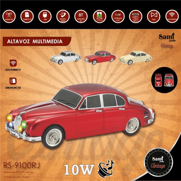 SAMI VINTAGE RED CLASSIC CAR MULTIMEDIA SPEAKER